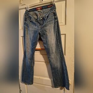 Lucky Brand Jeans Women 14/32 Blue Regular Fit Denim Sofia Boot Cut Distressed